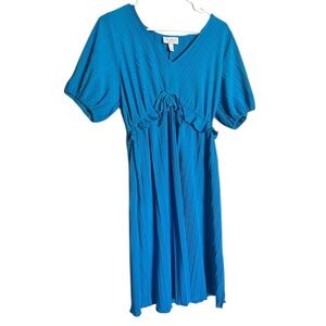 Ingrid & Isabel Blue Maternity Pleated V-Neck Dress